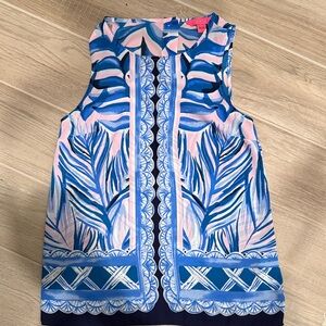 Lilly Pulitzer Blue and Pink Sleeveless Blouse